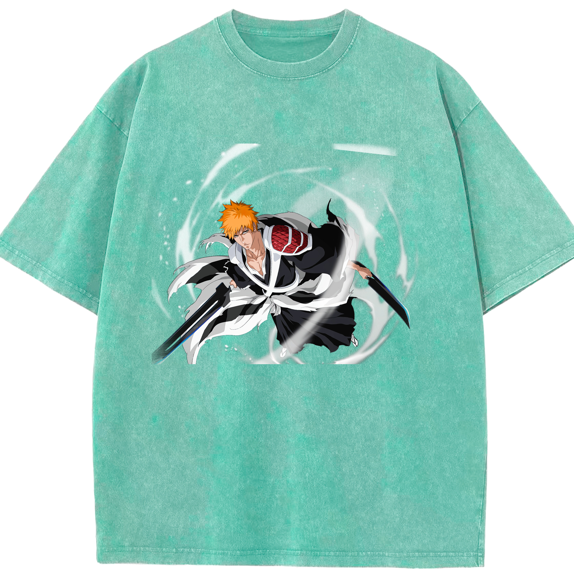 （画像用） ブリーチ 黒崎一護（くろさき いちご）BLEACH Kurosaki Ichigo 綿100% ヴィンテージ風 半袖Tシャツ（フロントプリント）